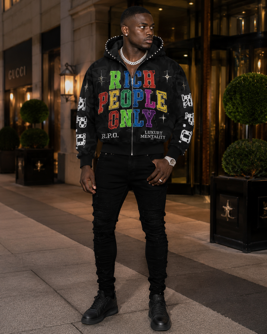 Rich People Only Luxury Zip Hoodie Set