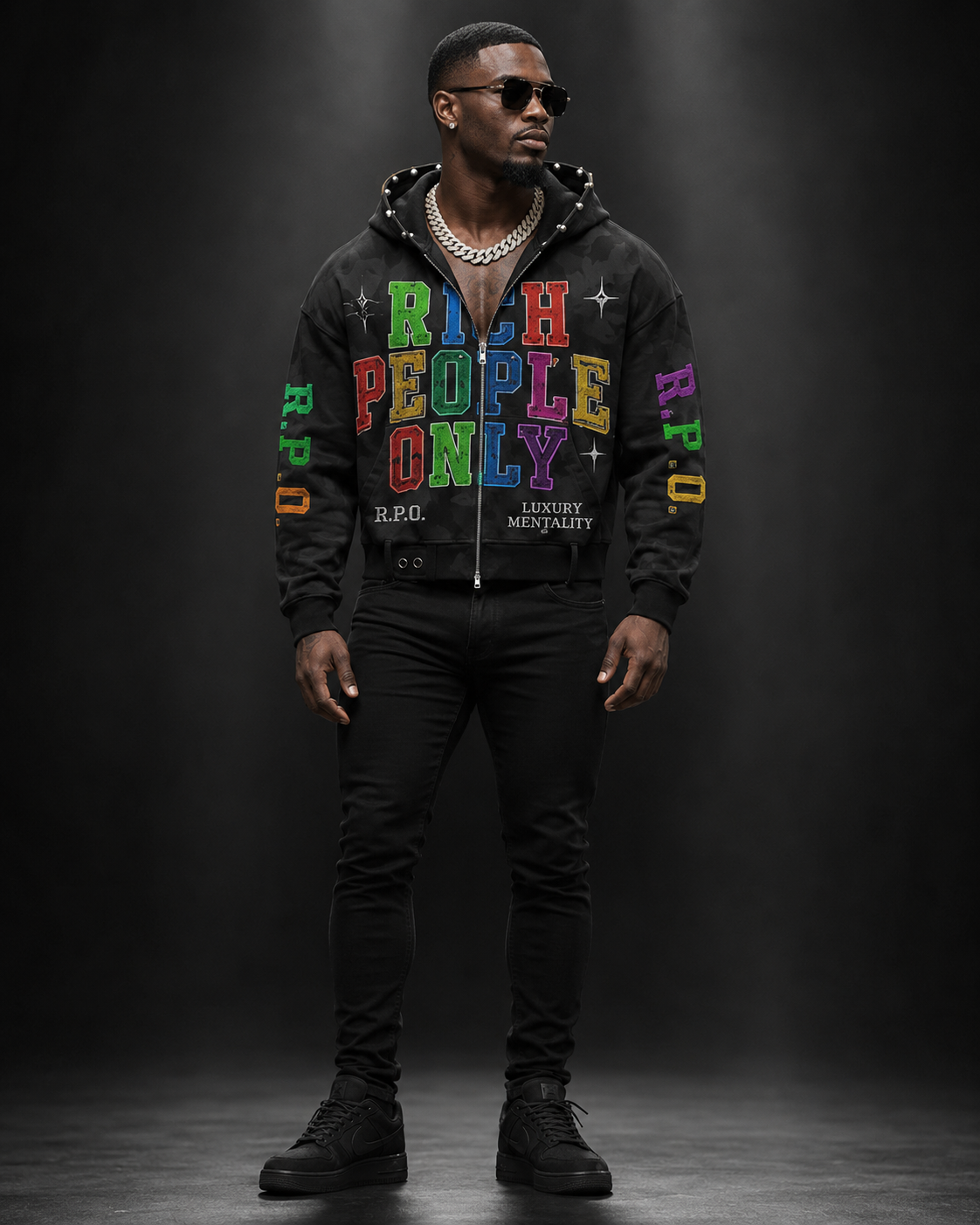 Rich People Only Luxury Zip Hoodie Set