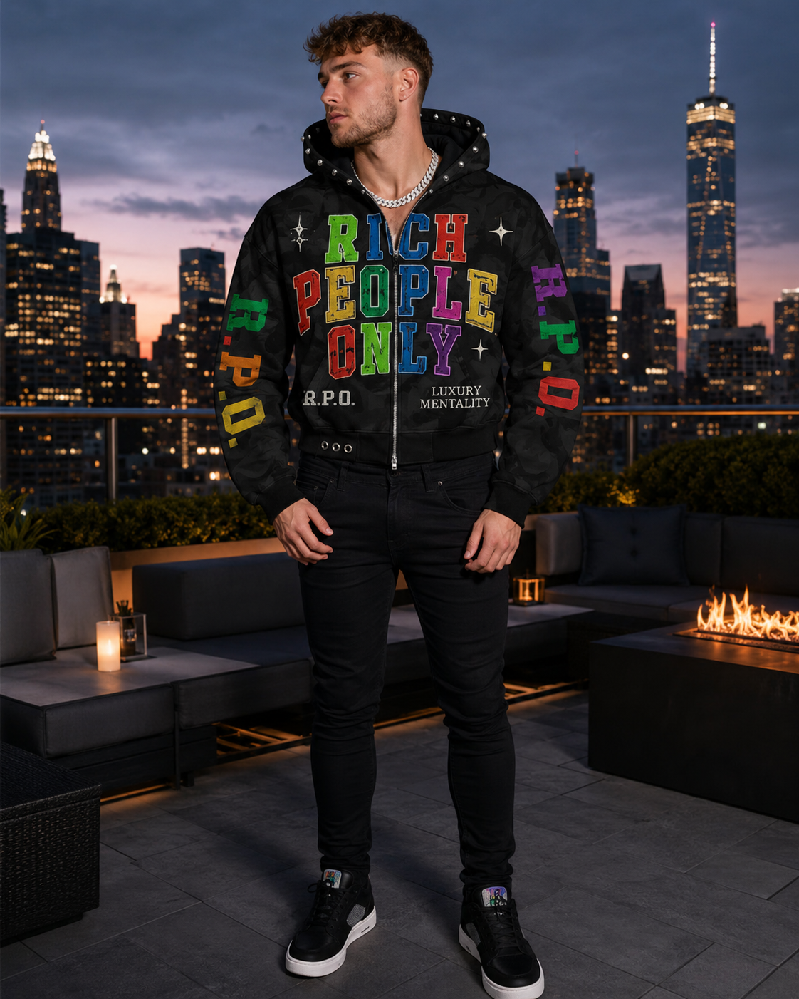 Rich People Only Luxury Zip Hoodie Set