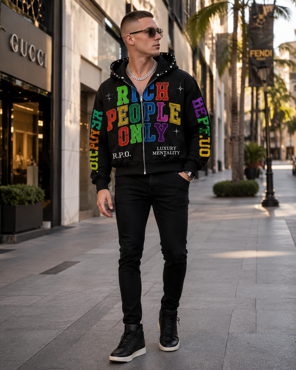 Rich People Only Luxury Zip Hoodie Set