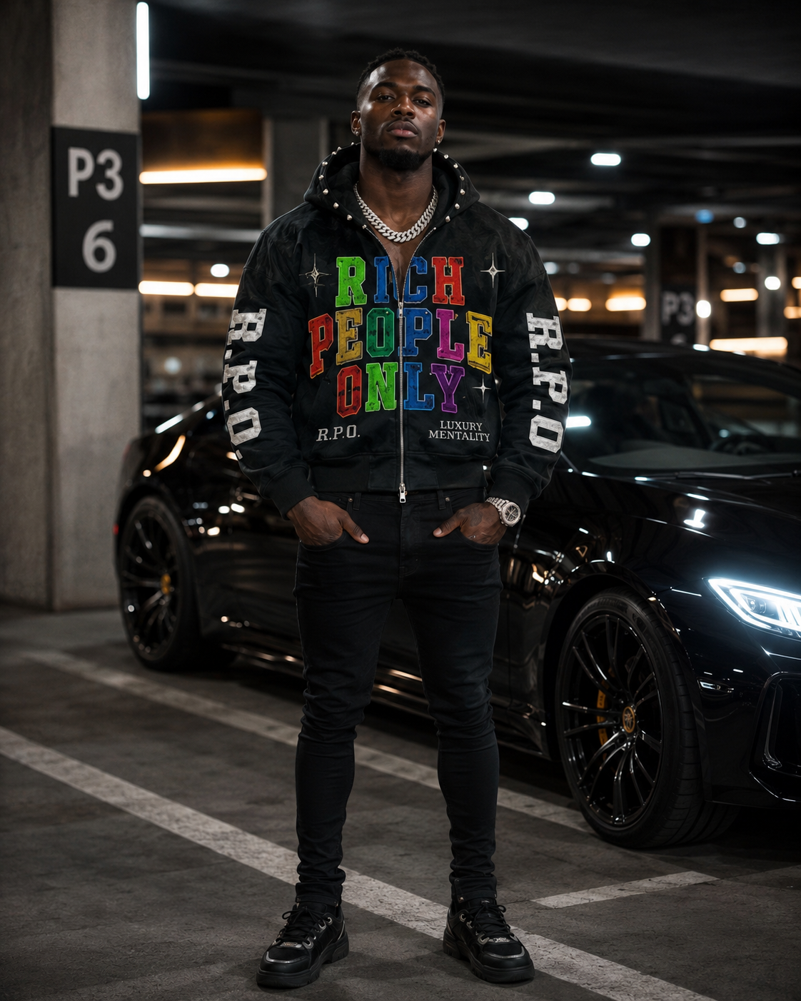 Rich People Only Luxury Zip Hoodie Set