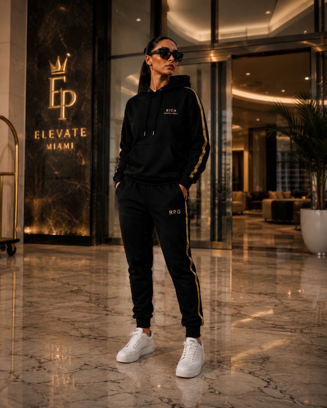 Rich People Only Signature Black AND BEIGE Tracksuit